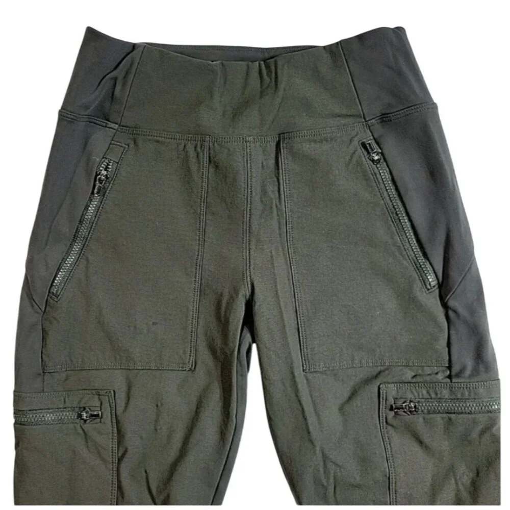 Athleta Headlands Hybrid Cargo II Leggings Tights Aspen Olive Green Size 12 - Picture 3 of 5